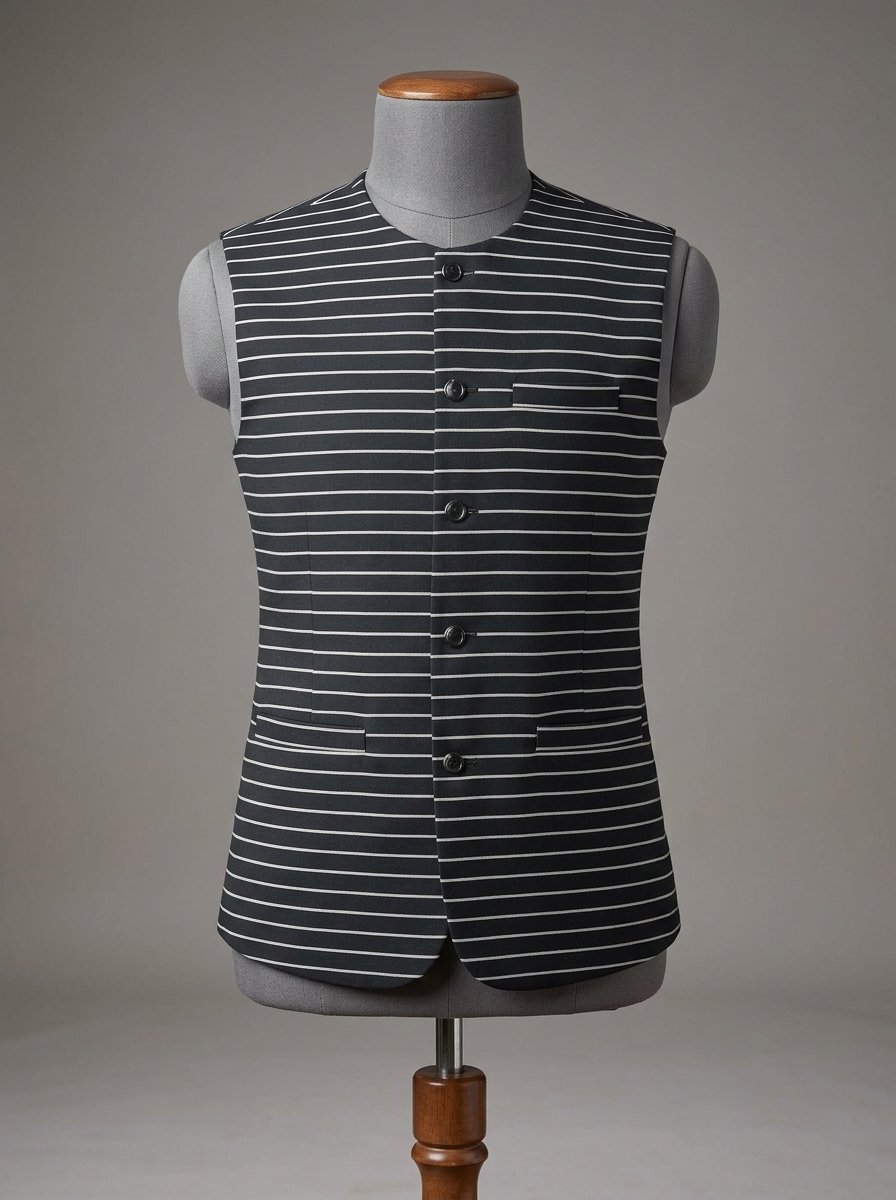 Black And White Lining Waistcoat